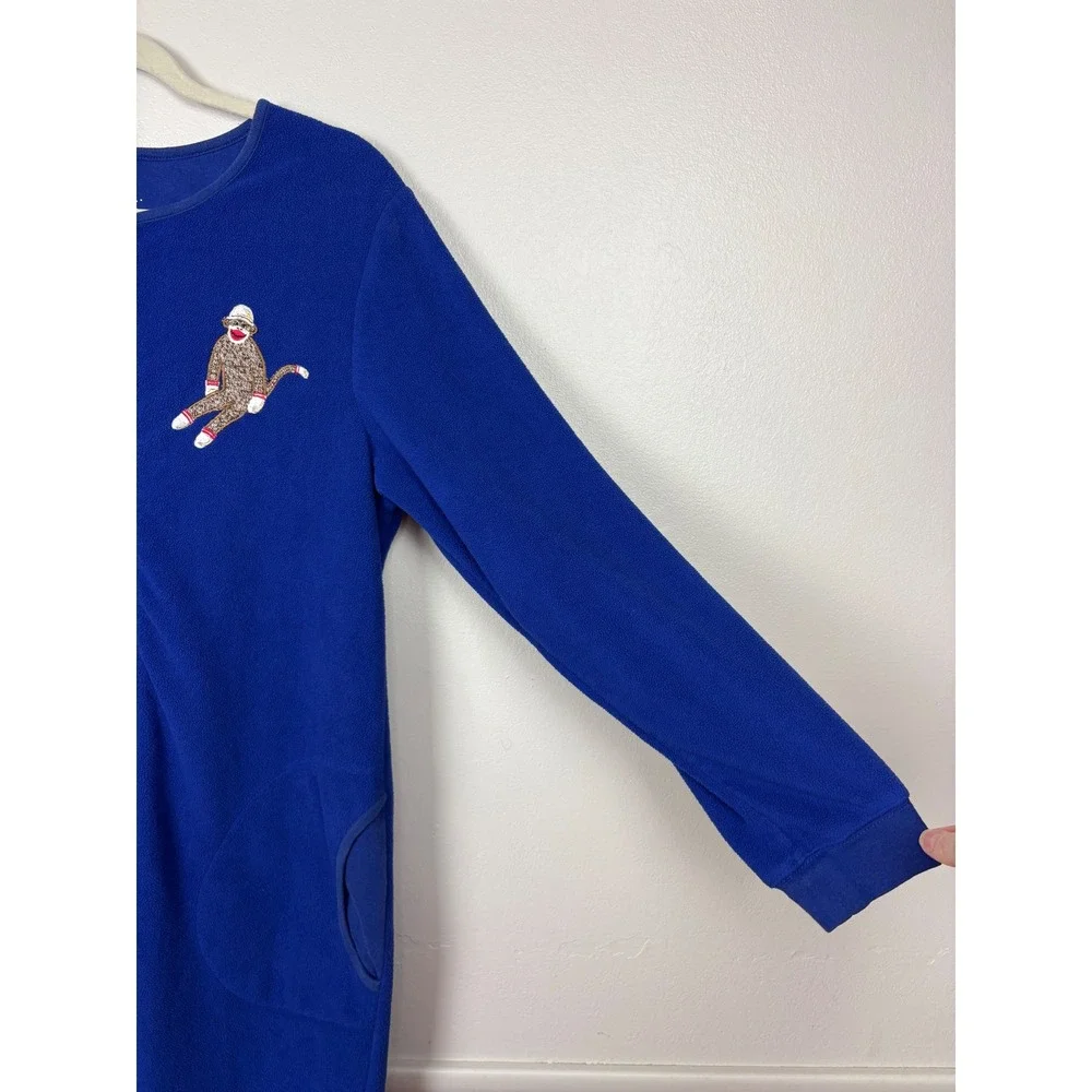 Nick & Nora One Piece Adult Sock Monkey‎ Pajamas Footed Sz L 2009 Sleepwear